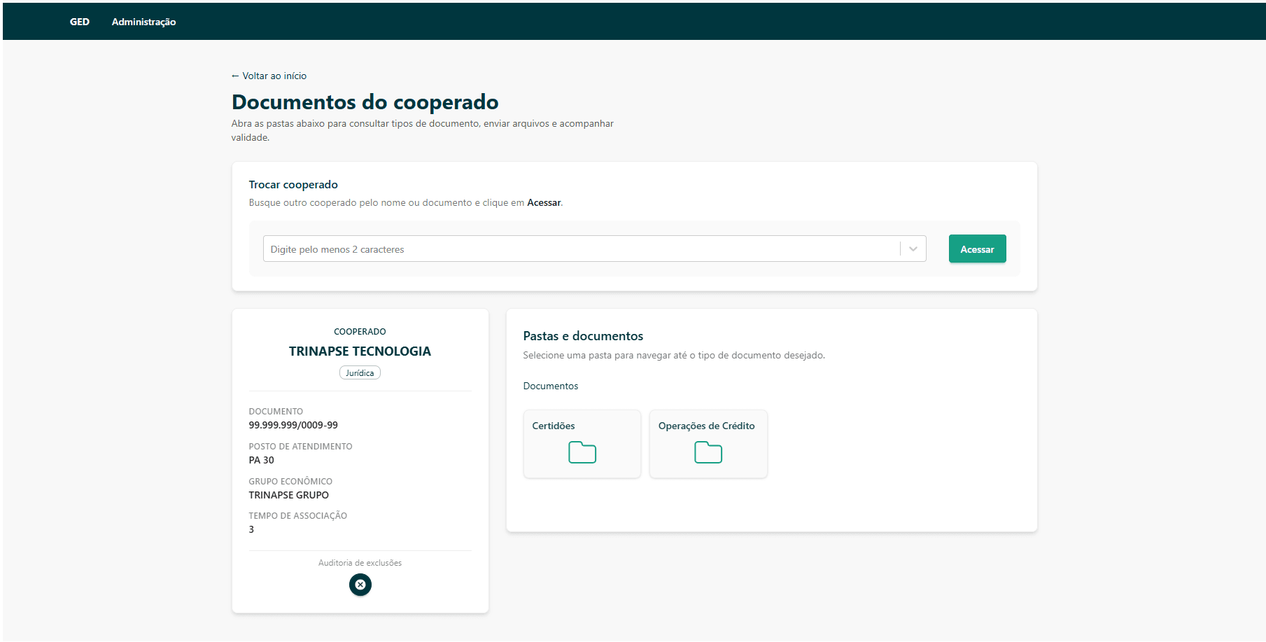 Documentos do cooperado