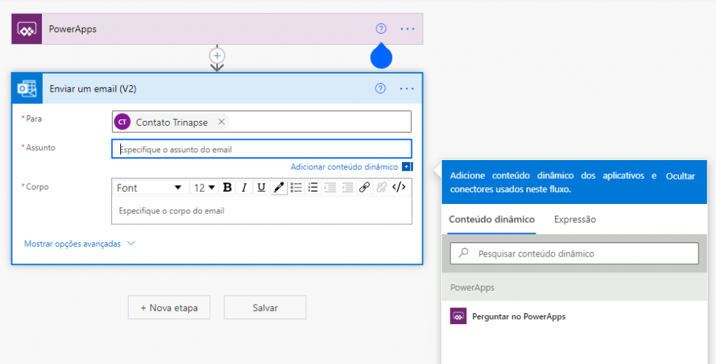 Como iniciar fluxos do Power Automate no Power Apps — Criando o fluxo (imagem 2 de 3)