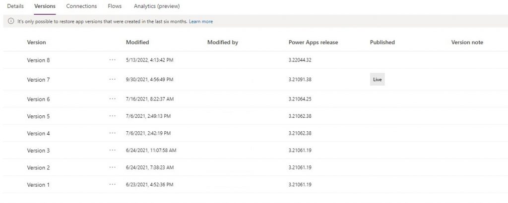 Como gerenciar o histórico de versões do Power Apps? — Como visualizar o histórico de versões do Power Apps?