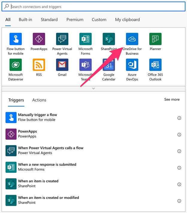 Gatilhos Power Automate — Onde encontrá-lo? (imagem 1 de 2)
