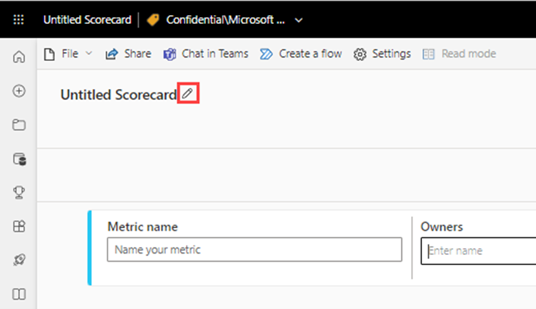Como criar scorecards e métricas no Microsoft Power BI — Etapa 1: criar um scorecard (imagem 2 de 3)