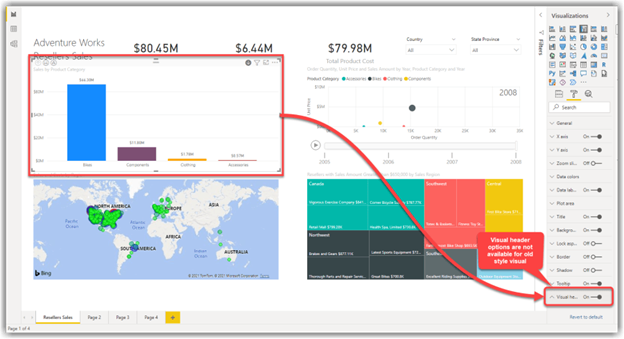 Como habilitar visuais modernos em relatórios antigos no Power BI (imagem 2 de 2)