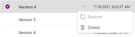 Como gerenciar o histórico de versões do Power Apps? — Como o Power Apps restaura uma versão anterior?