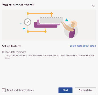 Trabalhando com a visualização de quadro no SharePoint Online — Como criar uma visualização de quadro (imagem 2 de 2)