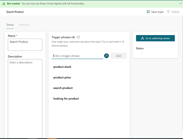 Crie um Power Virtual Agent e integrado ao SharePoint — Criar um Power Virtual Agent (imagem 2 de 3)