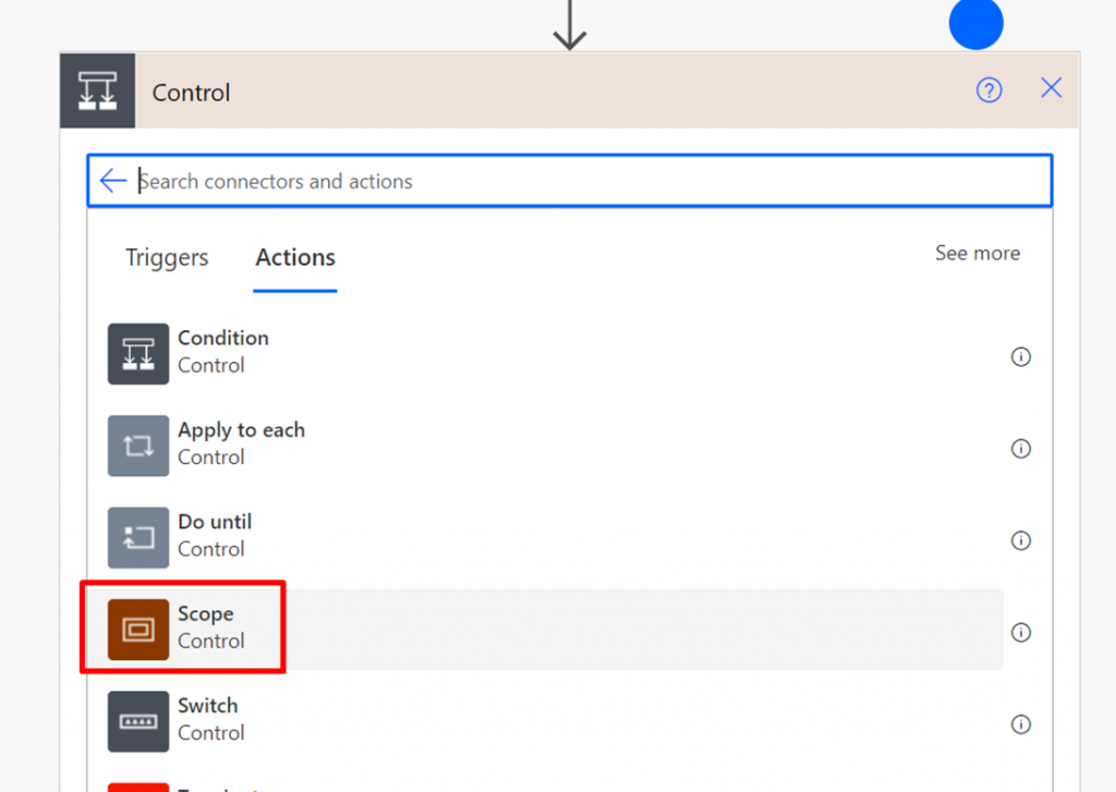 Power Automate — Ações de grupo usando o Escopo (imagem 3 de 7)