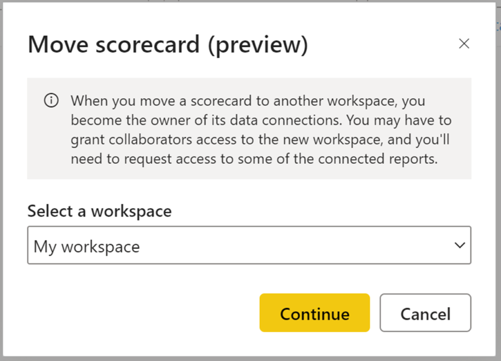 Como criar scorecards e métricas no Microsoft Power BI — Etapa 1: criar um scorecard (imagem 3 de 3)