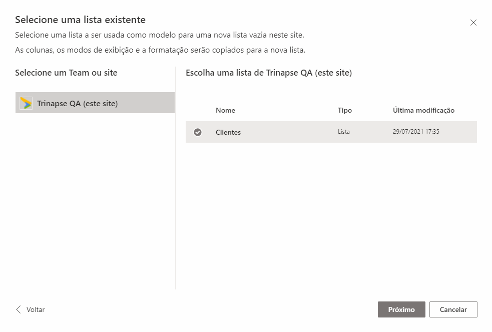 Criar uma lista personalizada no SharePoint, copiando uma existente — Como criar uma lista personalizada copiando uma já existente no SharePoint (imagem 3 de 4)
