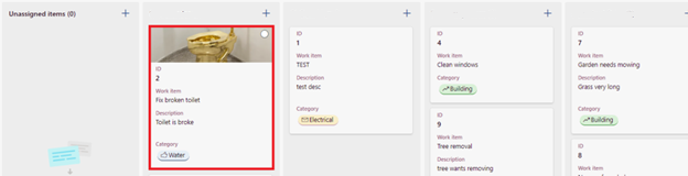 Trabalhando com a visualização de quadro no SharePoint Online — 5. Colunas de imagens como cabeçalhos de cartão (imagem 1 de 2)