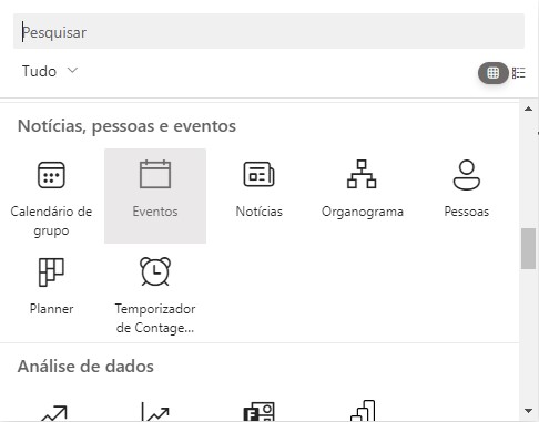 Selecionar webpart SharePoint — Web Part de eventos do SharePoint (imagem 2 de 3)
