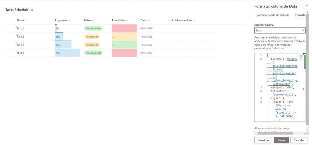 SharePoint Online: guia de formatação de colunas avançado — Resultado final da coluna (imagem 1 de 2)