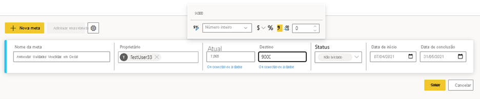 Como criar scorecards e métricas no Microsoft Power BI — Etapa 2: criar uma métrica manual