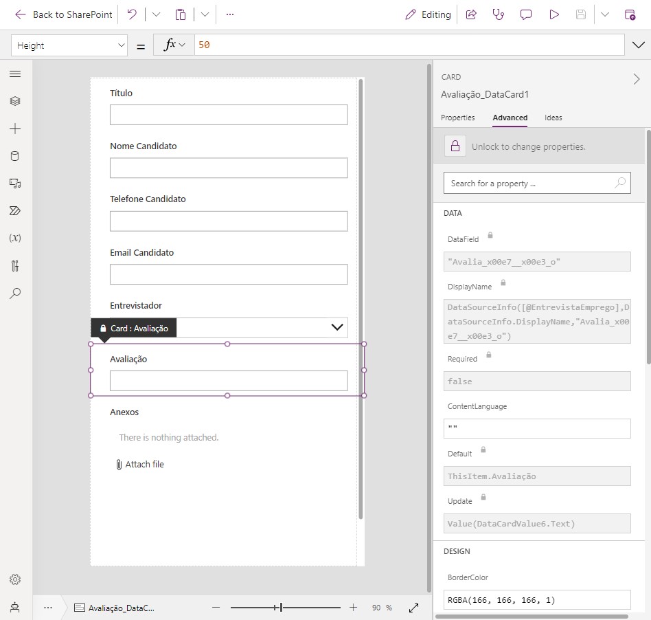 Formulário Power Apps — Transforme uma entrada de texto em um controle de classificação (imagem 2 de 5)