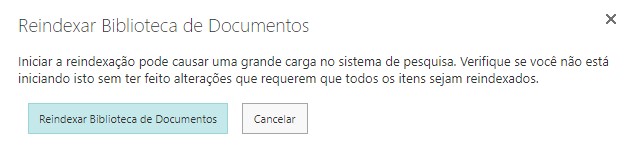 Configuração biblioteca SharePoint — Reindexação de biblioteca (imagem 5 de 5)