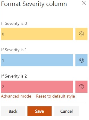 SharePoint formatação de coluna de status com paleta de cores — Formatando a coluna (imagem 4 de 4)