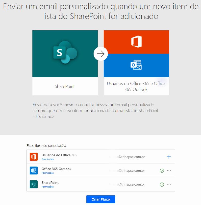 Como criar um formulário com Power Apps, Automate e SharePoint — Fluxo de notificação do formulário (imagem 3 de 3)