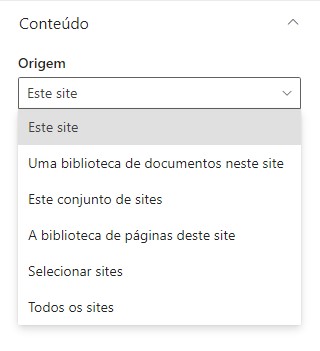 Fonte de dados do SharePoint — Web Part conteúdo realçado do SharePoint (imagem 3 de 3)