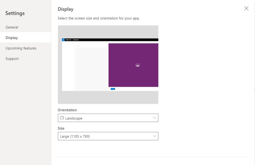 Display Power Apps — Definir o tamanho da tela do formulário (imagem 2 de 4)