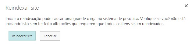 Configuração site SharePoint — Reindexação de sites (imagem 5 de 5)