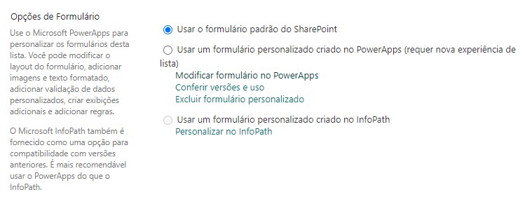Formulário SharePoint — Reverter para o formulário de lista original do SharePoint (imagem 2 de 2)