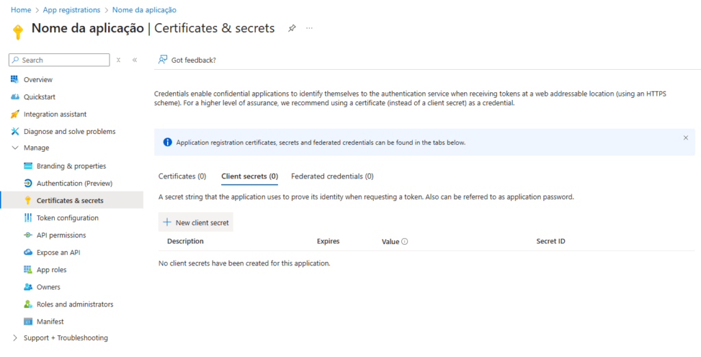 Azure App Registration Secret