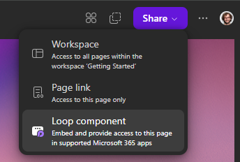 Como incorporar páginas do Microsoft Loop no SharePoint — Microsoft Loop no SharePoint (imagem 1 de 5)