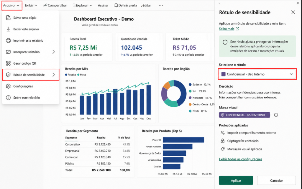 Como aplicar governança no uso de Copilot, Work IQ e Power BI — 03. Classifique antes de expor