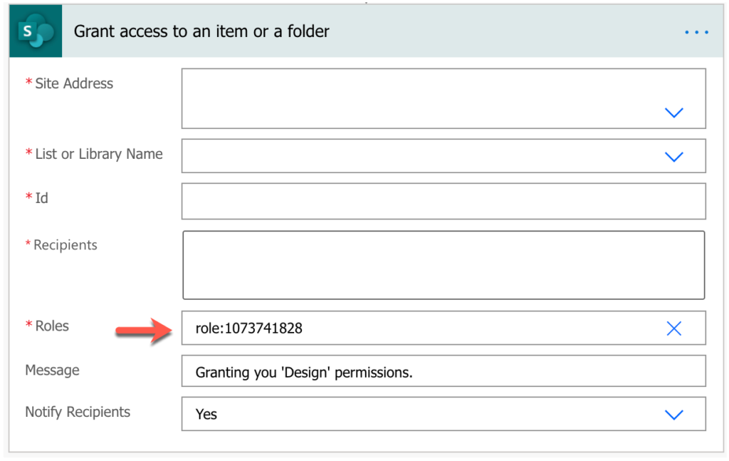 Conector SharePoint no Power Automate — Escolhendo a função de permissão correta (imagem 2 de 4)