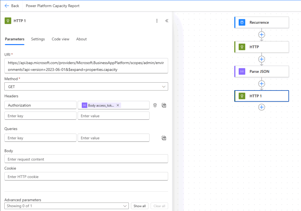 Como criar um relatório de Capacidade do Power Platform com Power Automate — Passo 4 — Criar o fluxo no Power Automate (imagem 4 de 10)