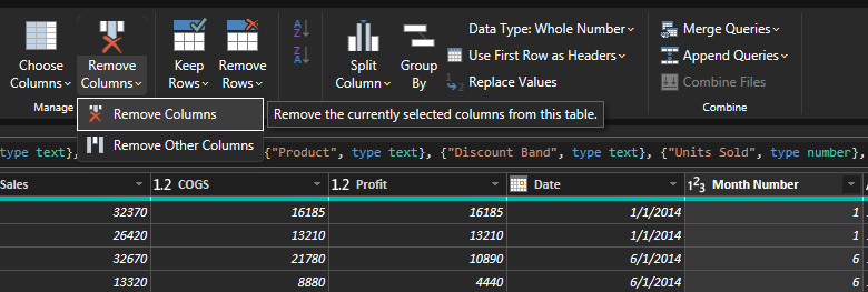 Removendo colunas no Power Query Editor — Como Remover Colunas ou Linhas Desnecessárias (imagem 2 de 2)