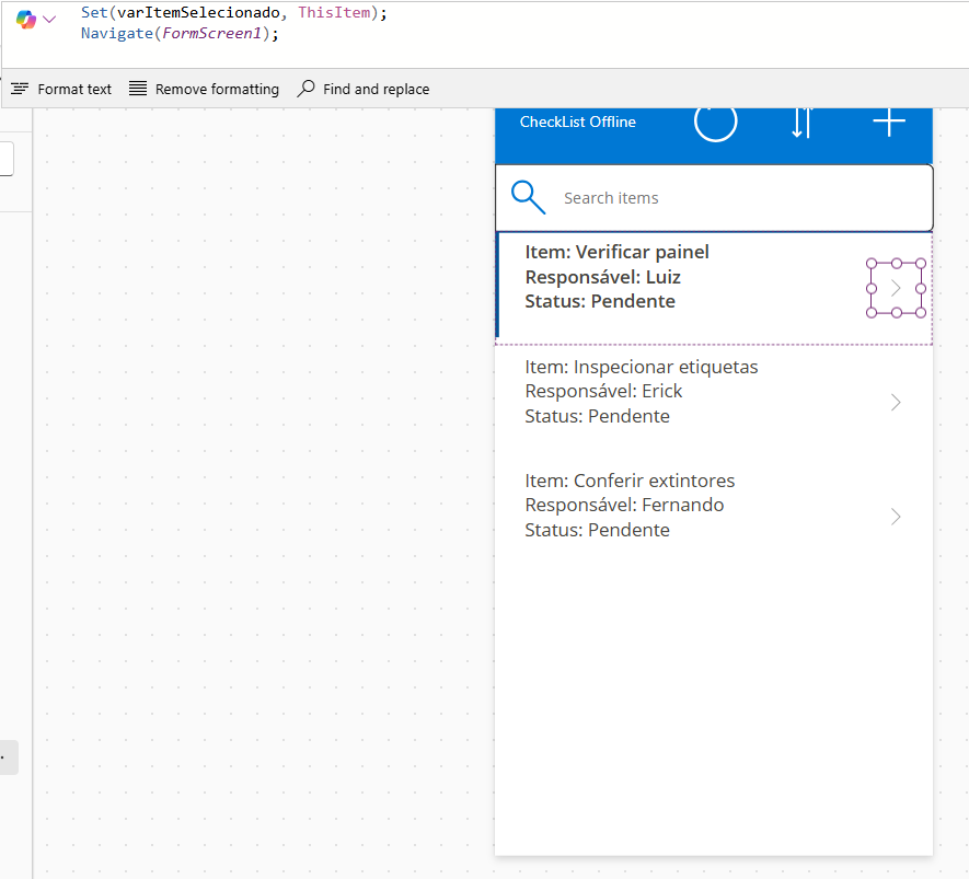 Como criar um Power Apps com funcionamento offline — Passo 2: criar a edição do item (imagem 2 de 2)