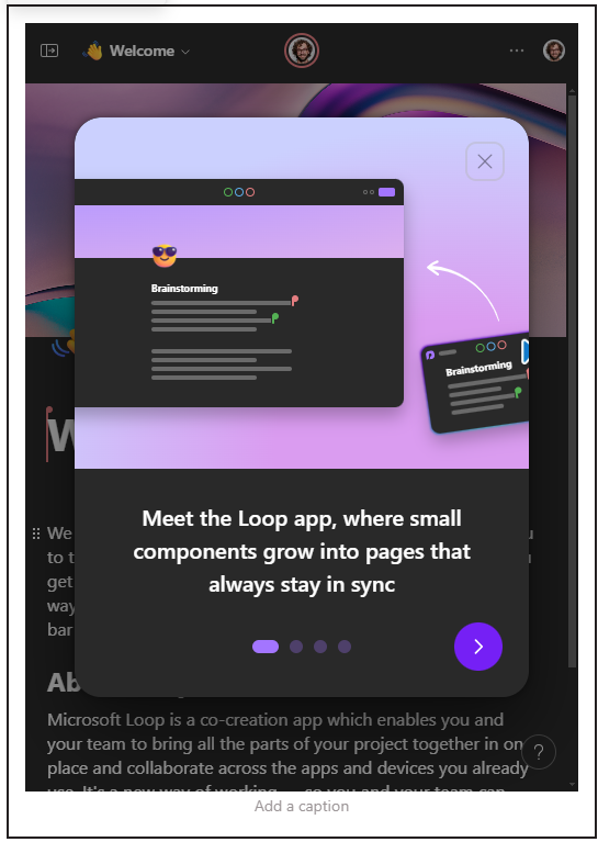 Como incorporar páginas do Microsoft Loop no SharePoint — Microsoft Loop no SharePoint (imagem 4 de 5)