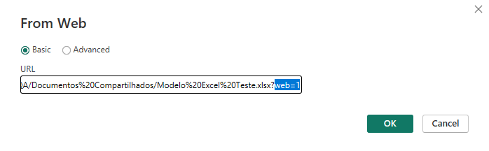 Power BI Desktop Dados Web URL
