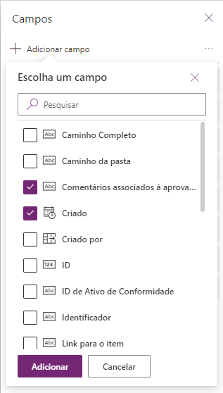 Adicionar Remover Campos Power Apps