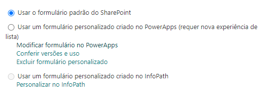 configuração do formulário do Power Apps