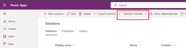 Solution Checker no Power Apps Maker Portal