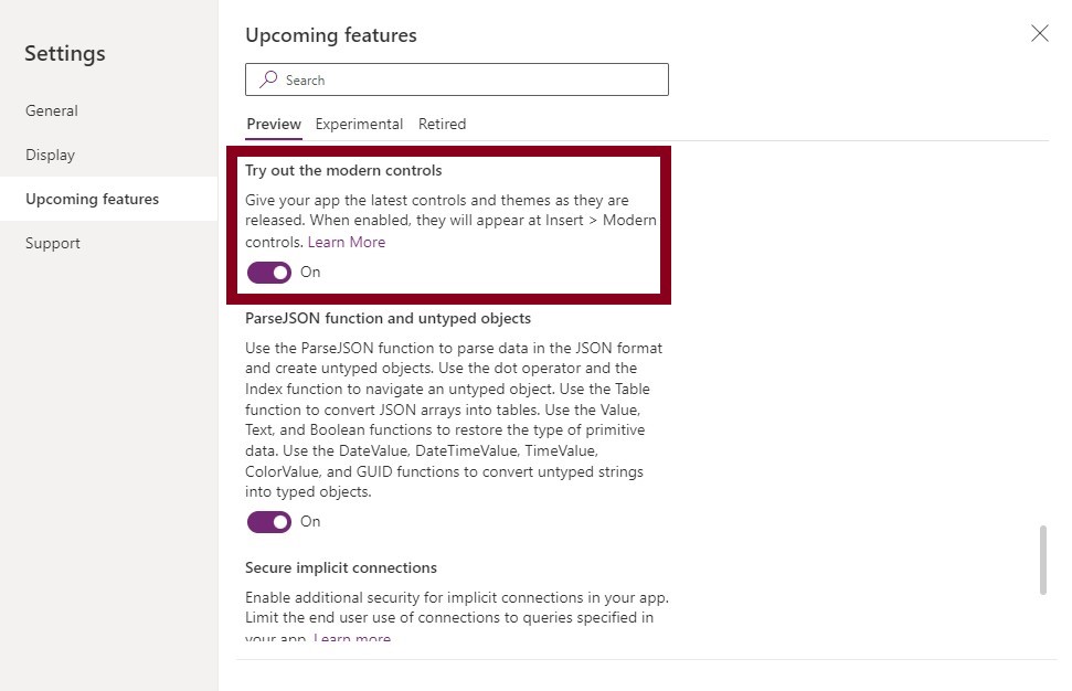 Experiencia moderna Power Apps