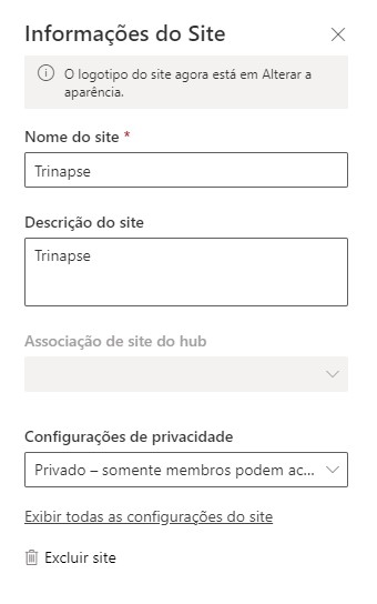 Configuração site SharePoint