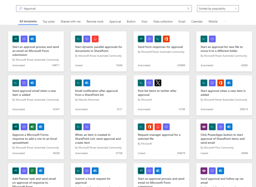 Templates Approval Power Automate