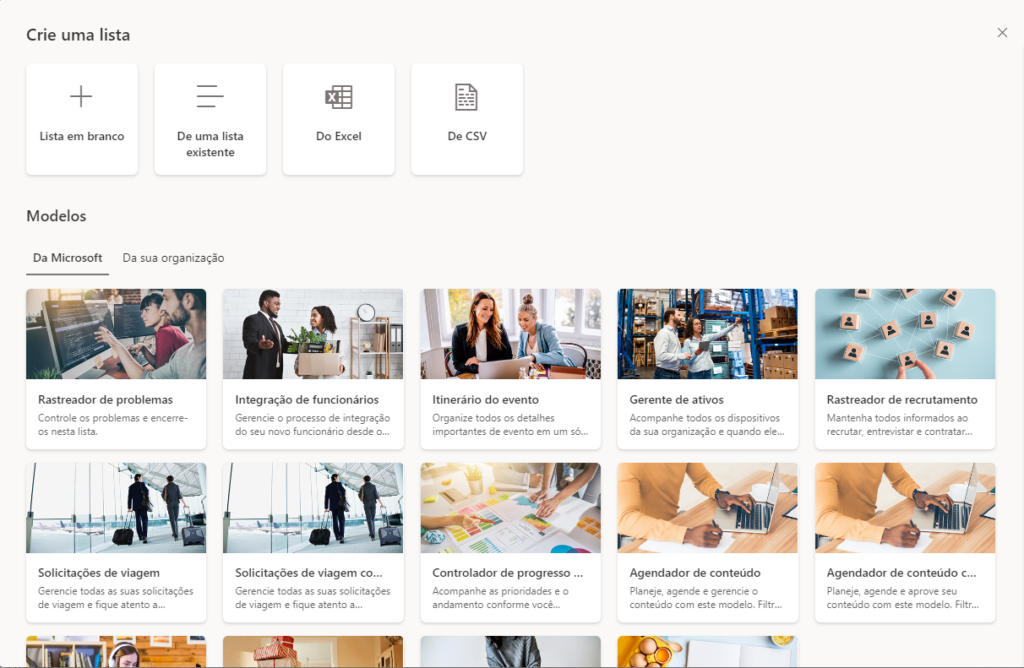 Criar Listas SharePoint