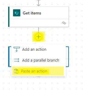Copiar ação Power Automate