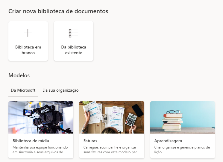 Criar modelo Biblioteca do SharePoint