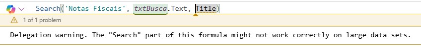 Formula do Power Apps com delegação