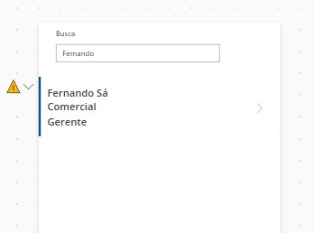 Galeria filtrada pelo campo de busca no Power Apps