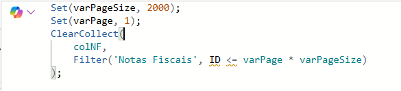 Fórmula do Power Apps para paginar resultados