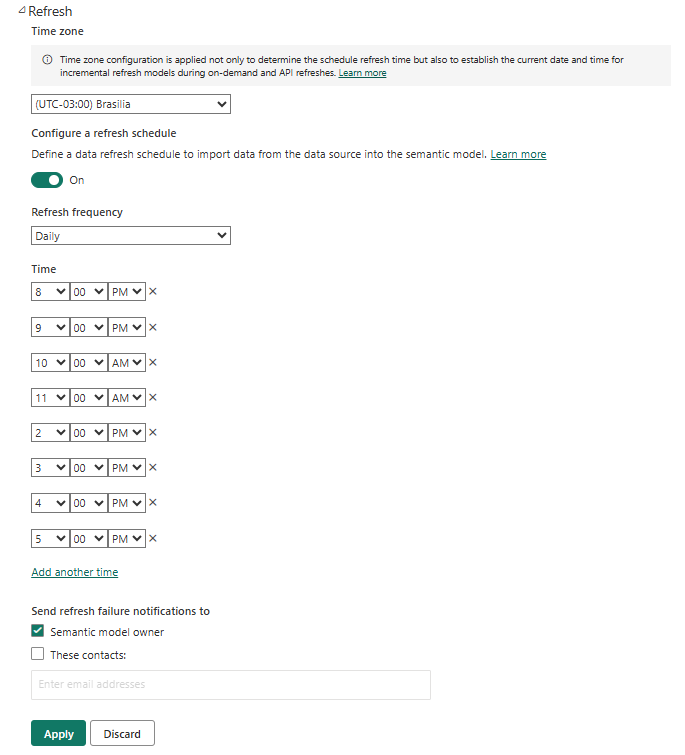 Atualizações programadas de um Dataset no Power BI online