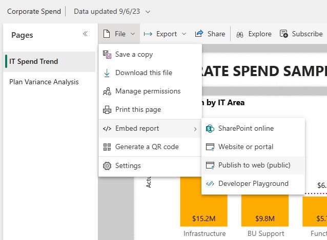 Publicação de relatório no Power BI online