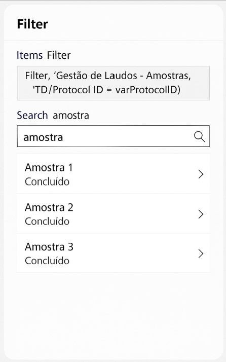 Código Power Apps Filter