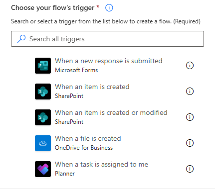 Diagrama ilustrando a estrutura de um fluxo no Power Automate com gatilho inicial e ações sequenciais