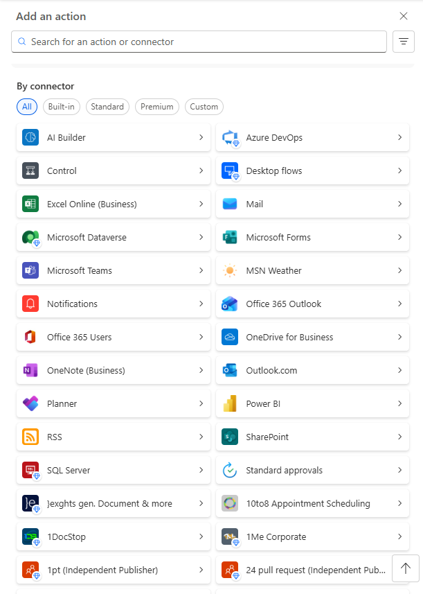 Ilustração mostrando conectores do Power Automate para condições